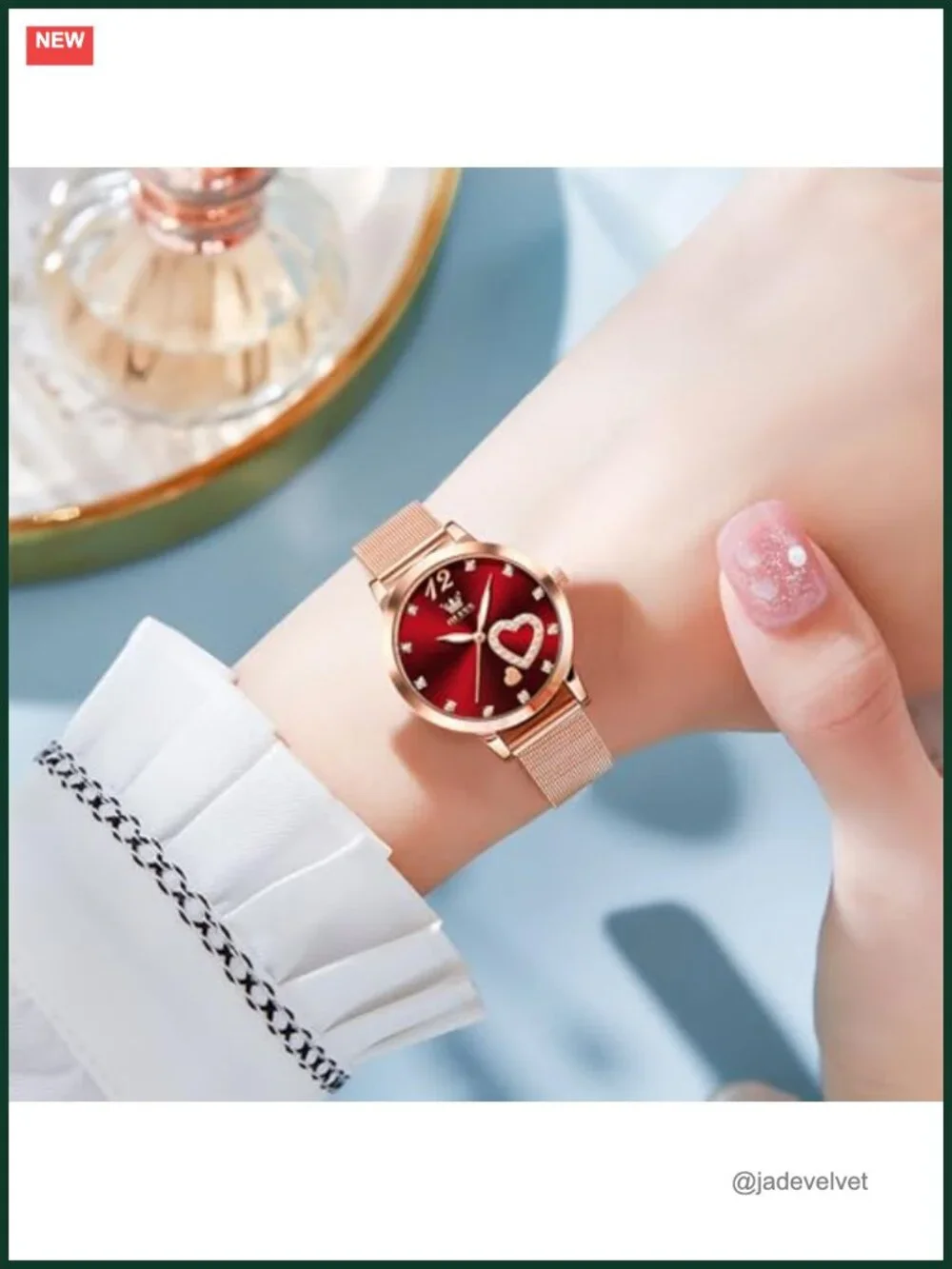 Elegant Rose Gold Quartz Wrist Watch, Mesh Bracelet, Small Dial, Waterproof